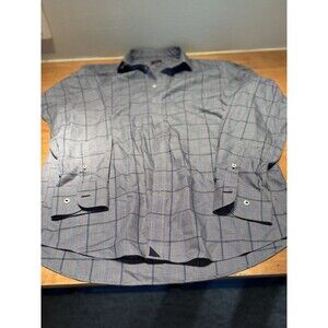 UNTUCKIT ORTMAN Mens XLT Navy Blue Check Wrinkle Free Long Sleeve Button Shirt